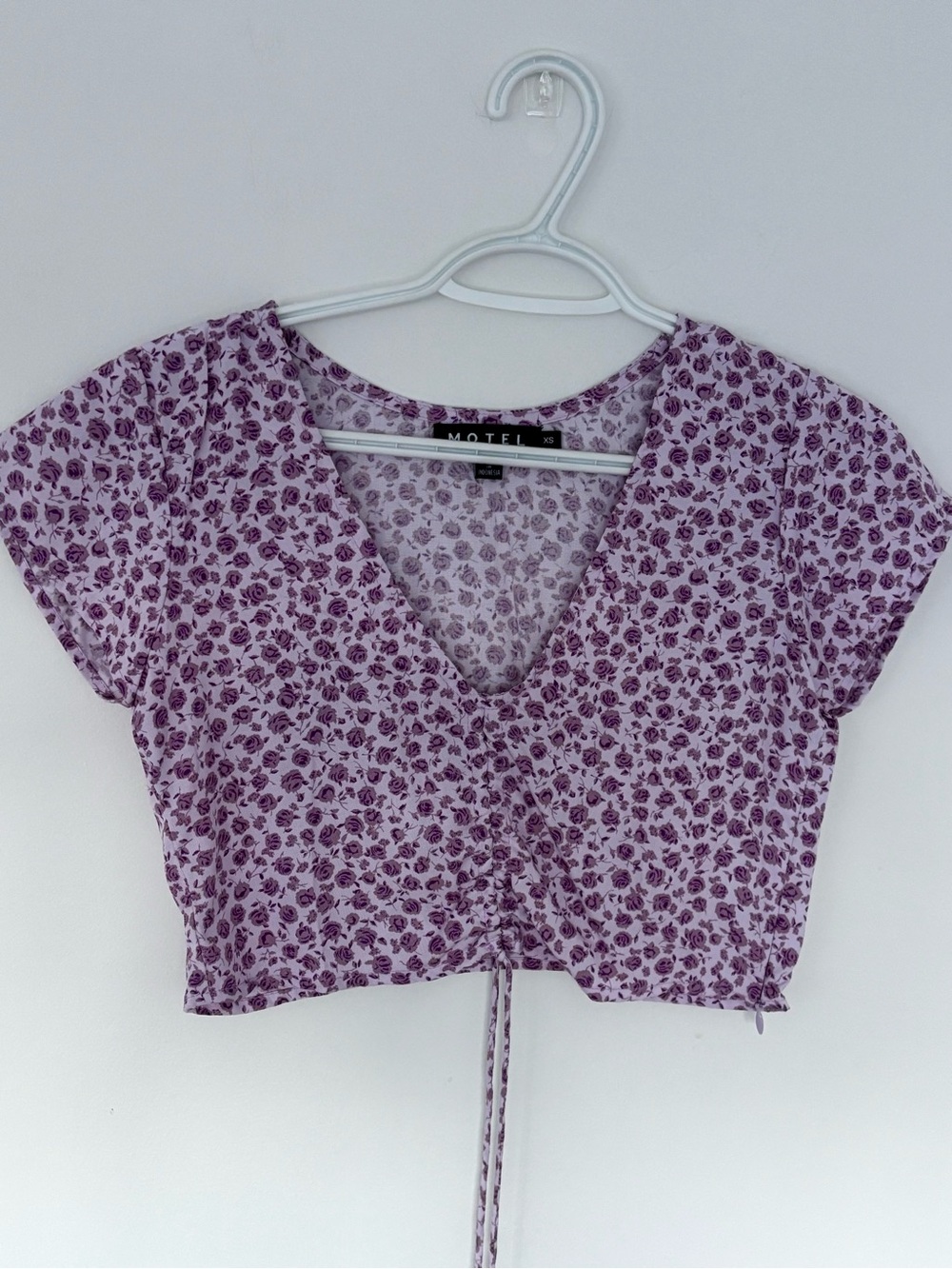 Motel Rocks Lavender Floral Wrap Crop Top